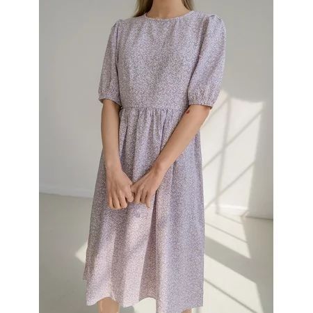 Lilac Purple Casual Women s Ditsy Floral Puff Sleeve Dress 2022 XL(12) Y063D | Walmart (US)