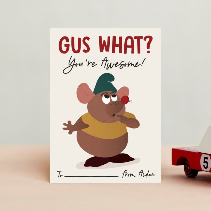 "Disney's Cinderella Gus What?" - Customizable Classroom Valentine's Day Cards in White by Erica ... | Minted