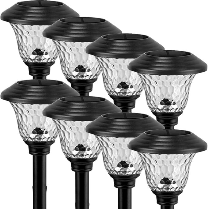BEAU JARDIN 8 Pack Solar Pathway Lights Supper Bright UP to 12 Hrs Outdoor Garden Stake Glass Sta... | Amazon (US)