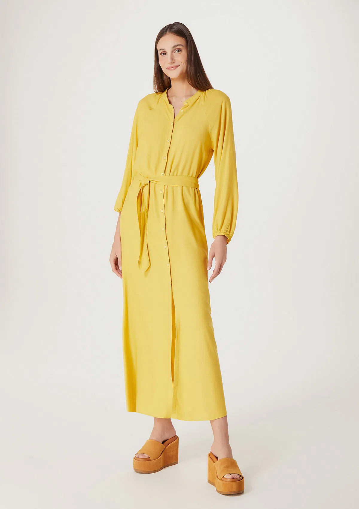 Vestido Chemise Midi Manga Longa - Hering Store | Hering (BR)