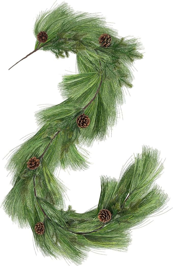 Jutom Long Needle Pine Garland 6 ft Realistic Norfolk Pine With Pinecone - Christmas Artificial E... | Amazon (US)