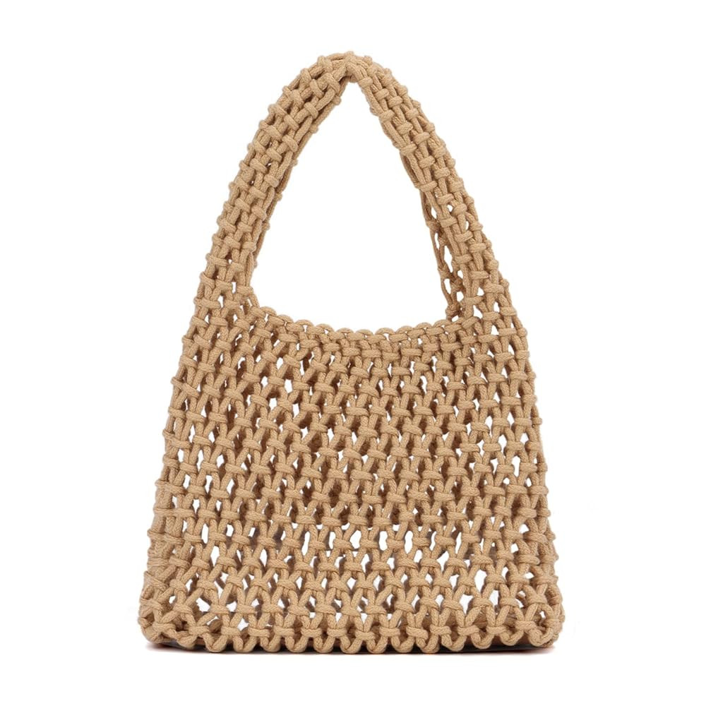 Small Crochet Tote Bag for Women Summer Mesh Woven Handbags Beach Hobo Bag | Amazon (US)