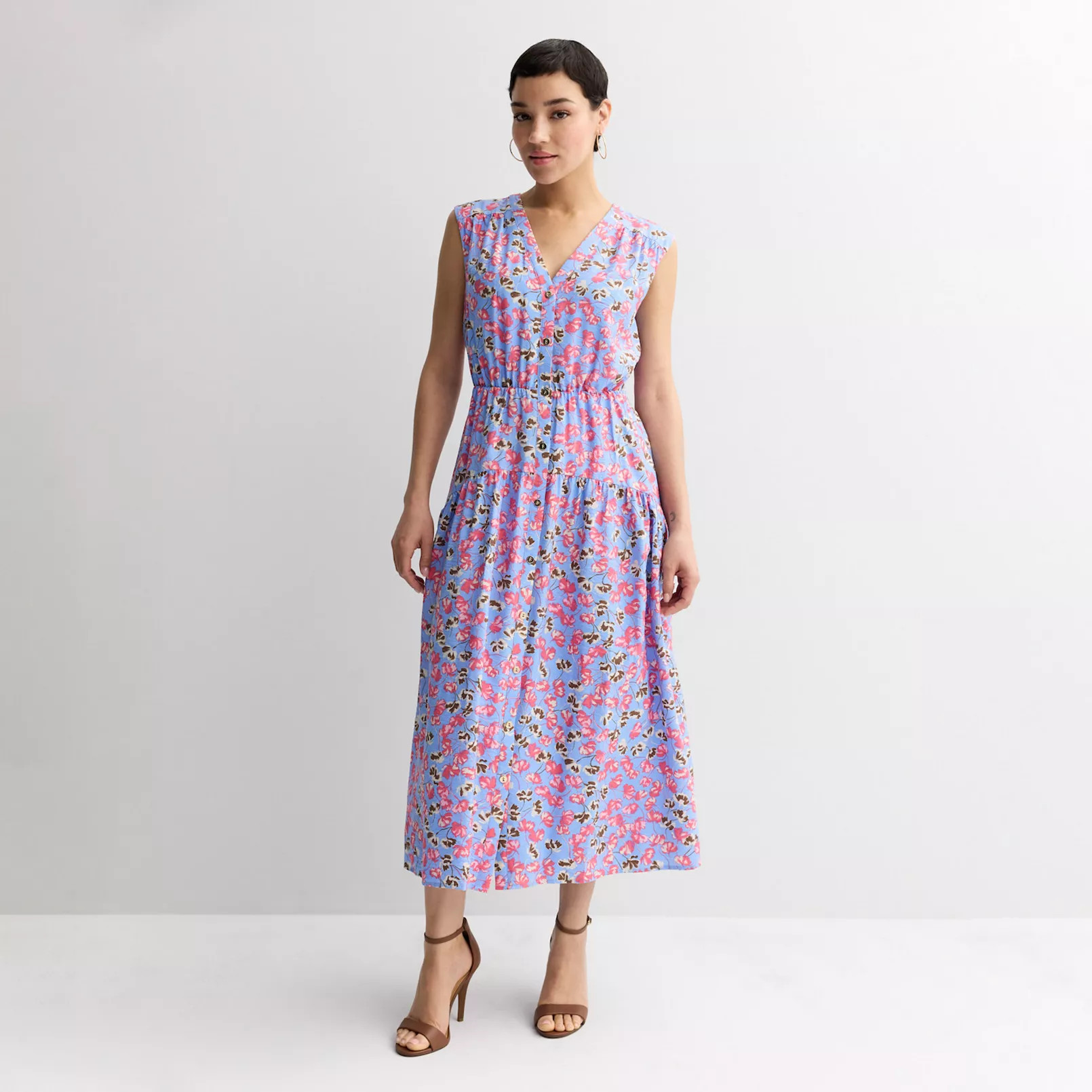 Women's Nine West Button-Front Sleeveless Midi Dress | Kohl's