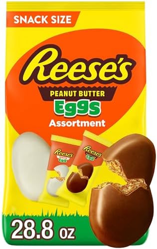 REESE'S Assorted Flavored Snack Size Peanut Butter Eggs, Candy Bag, Easter Candy, 28.8 oz | Amazon (US)