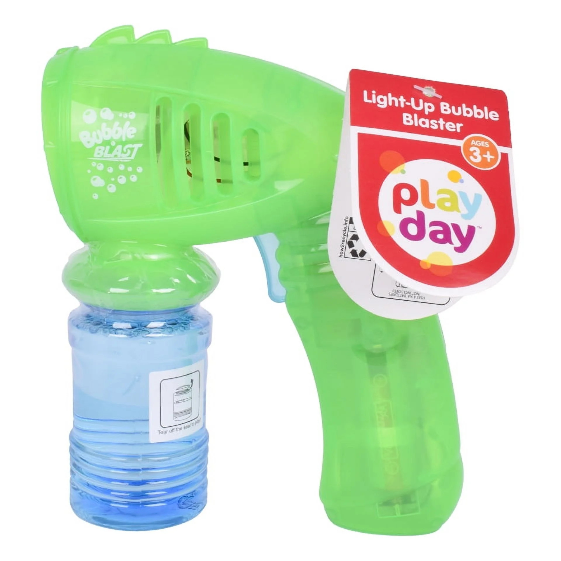 Play Day Light up Bubble Blaster - Green, 4oz Solution, Children Ages 3+ | Walmart (US)