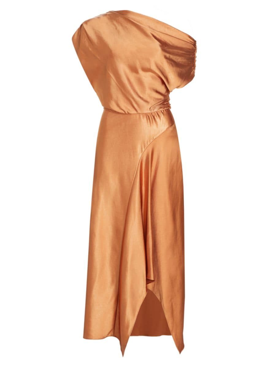 Jasmine Draped Satin Midi-Dress | Saks Fifth Avenue