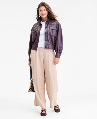 On 34th Women's Faux-Leather Bomber Jacket, Macy's Exclusive - Macy's | Macy's