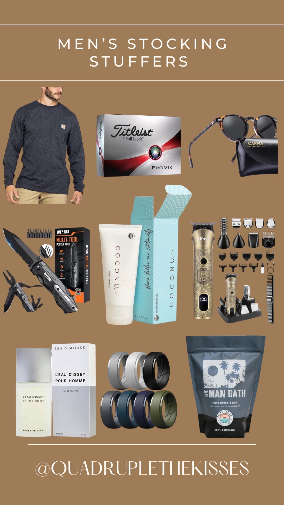 Some men’s stocking stuffer ideas! 

The best one is Coconu! I can’t link it here but you NEED to order it and use my code QTKASHLEY for a discount 

https://coconu.com/?rfsn=5729830.337446&utm_source=refersion&utm_medium=affiliate&utm_campaign=5729830.337446