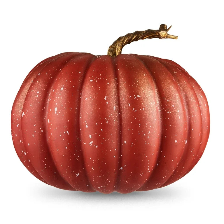 Fall, Harvest 7 in Gold-Painted Orange Foam Pumpkin Decoration, Way to Celebrate - Walmart.com | Walmart (US)