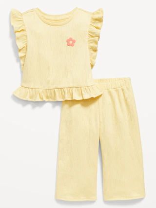 Ruffled Graphic Top and Wide-Leg Pants Set for Baby | Old Navy (US)
