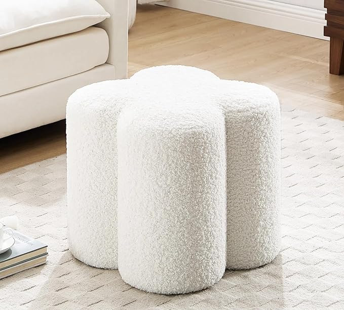 Zesthouse Flower Pouf Ottoman Foot Rest, Sherpa Fabric Poofy Ottoman Footstool for Couch, Modern ... | Amazon (US)