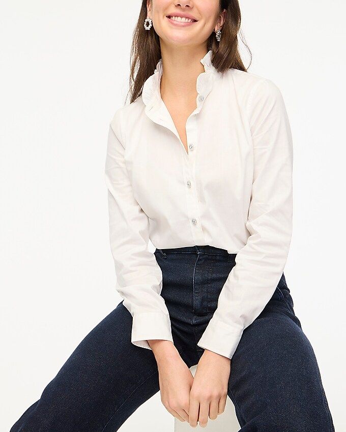 Ruffle button-up shirt with jeweled buttons | J.Crew Factory