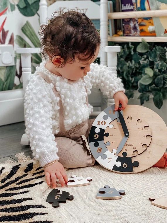 Black and White Wooden Time Clock | Etsy (US)