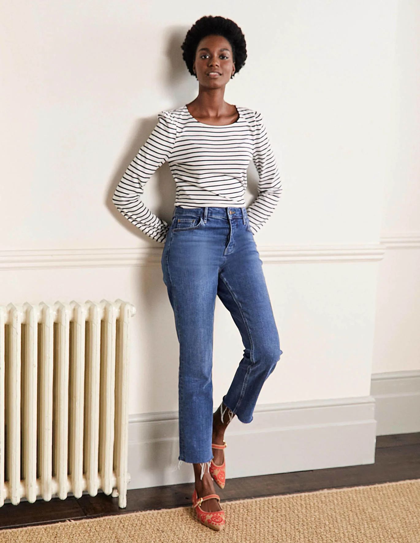 Supersoft Long Sleeve Top - Ivory / Navy Stripe | Boden (US)