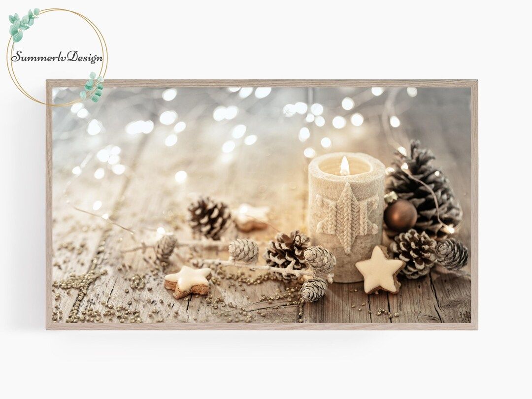 Samsung Frame TV Art Christmas Candle Pine Cones Magic - Etsy | Etsy (US)