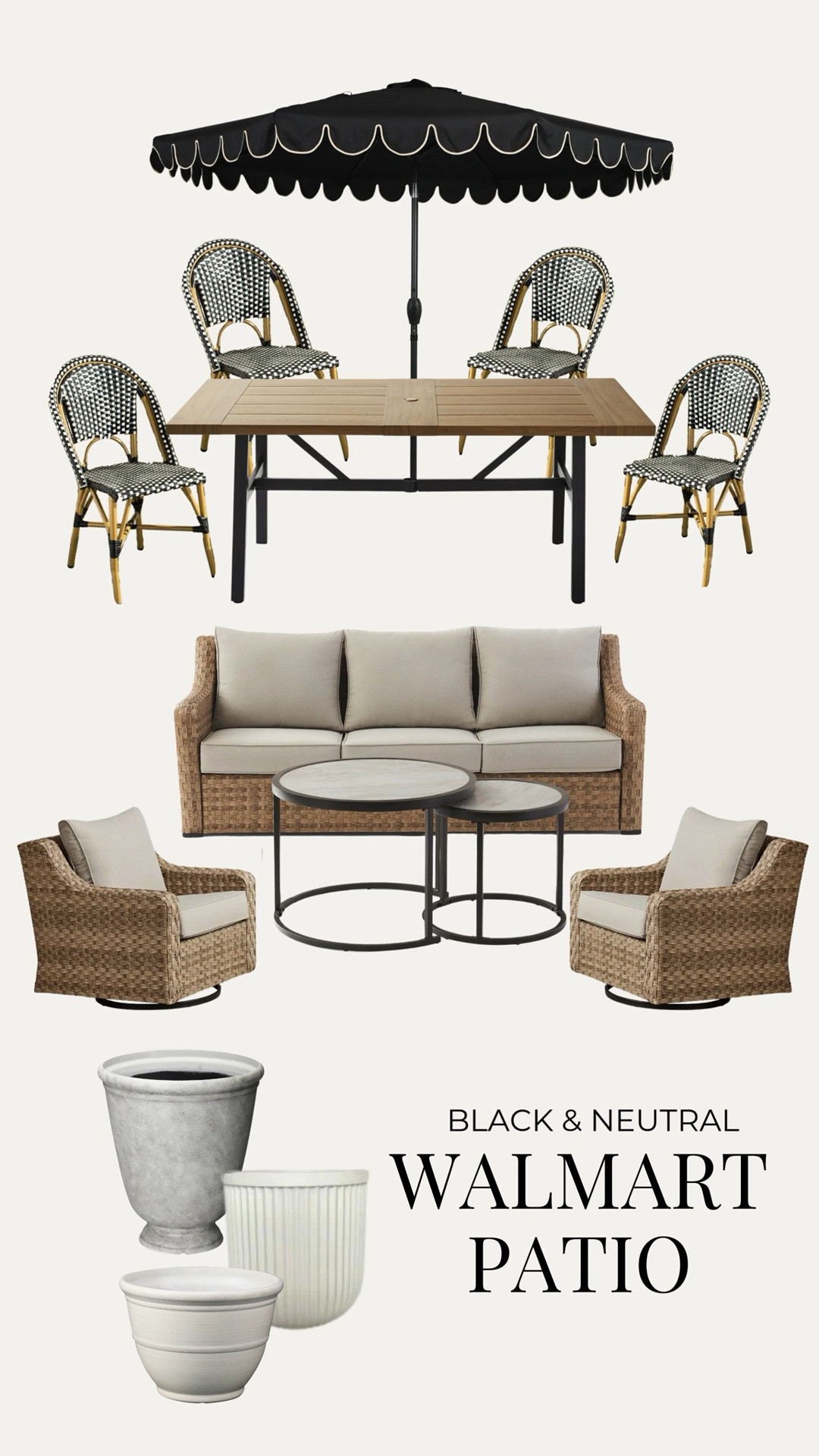 Walmart patio finds that sell out every year! 

Better Homes and Gardens River Oaks patio set, bistro chairs, outdoor planters, scalloped patio umbrella, affordable patio decor 

#LTKSeasonal #LTKOver40 #LTKHome