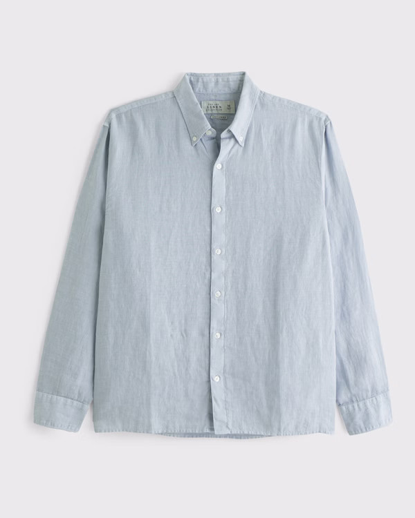 Linen Button-Up Shirt | Abercrombie & Fitch (US)