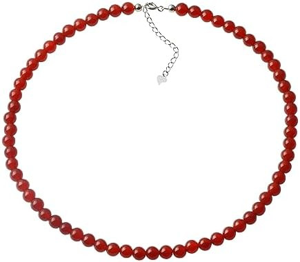 Natural Agate Choker Necklace Sterling Silver Round Beads Strand Necklace for Women | Amazon (US)