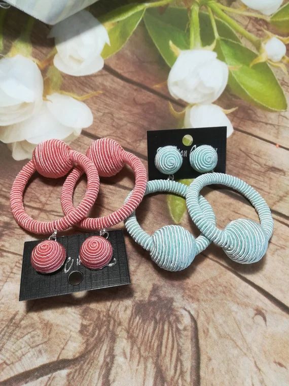 La La Hoop Earrings PINK color/ Les bonbons earrings/ La La | Etsy | Etsy (US)