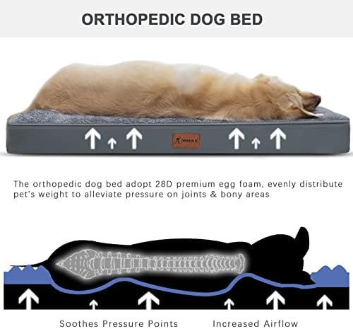 MIHIKK Orthopedic Dog Bed for Medium, Large Dogs, Egg-Crate Foam Dog Bed with Removable Cover, Pe... | Amazon (US)