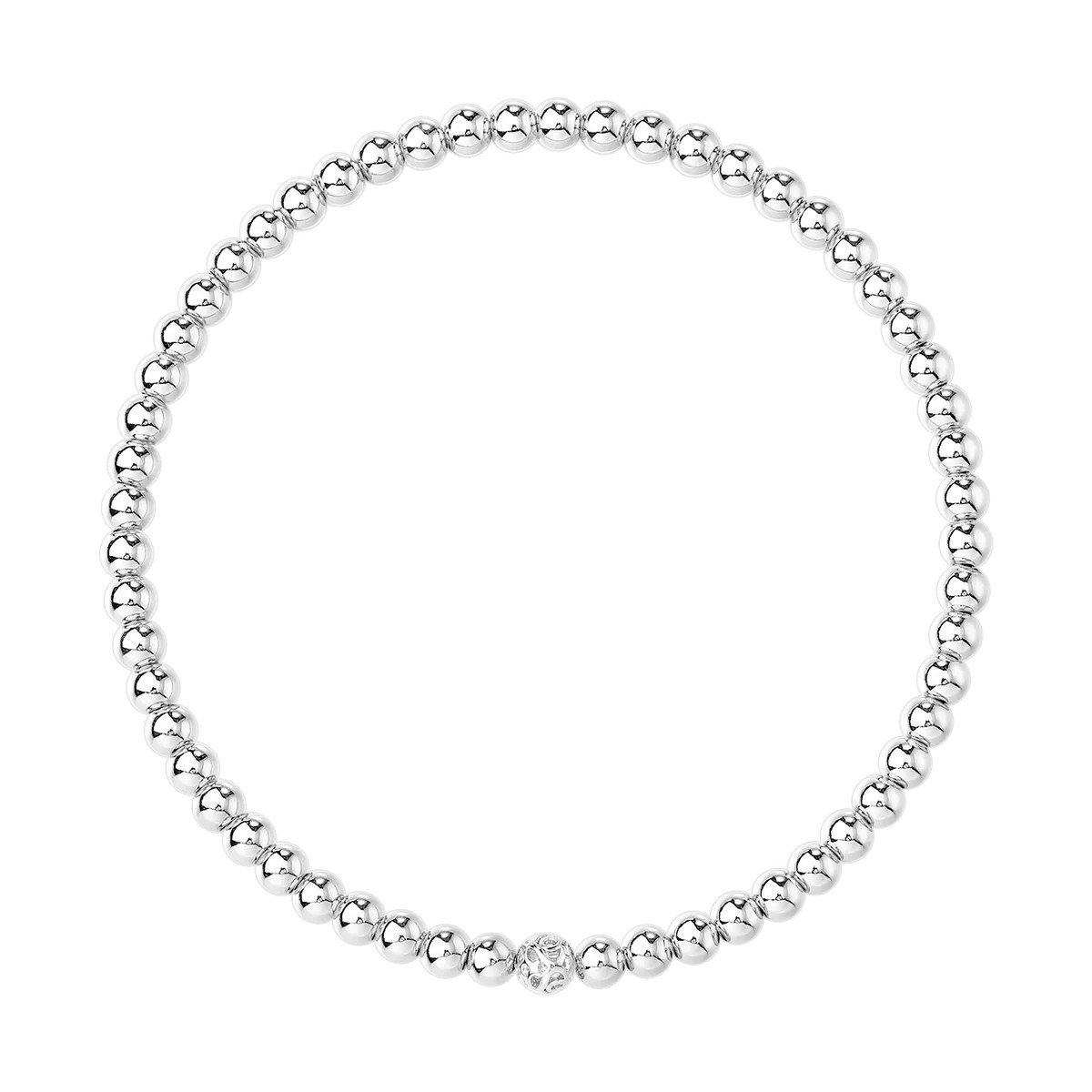 4mm Sterling Silver Smooth Beaded Bracelet | Sparkl