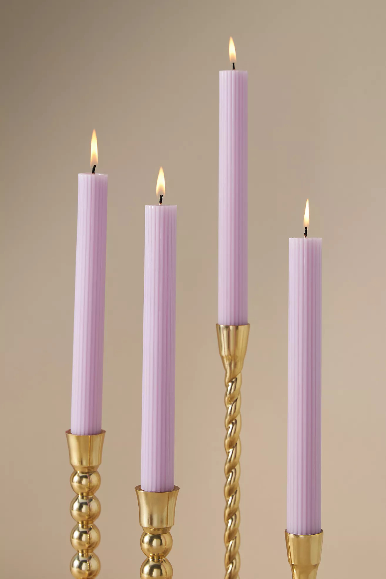 Fluted Taper Candles, Set of 4 | Anthropologie (US)