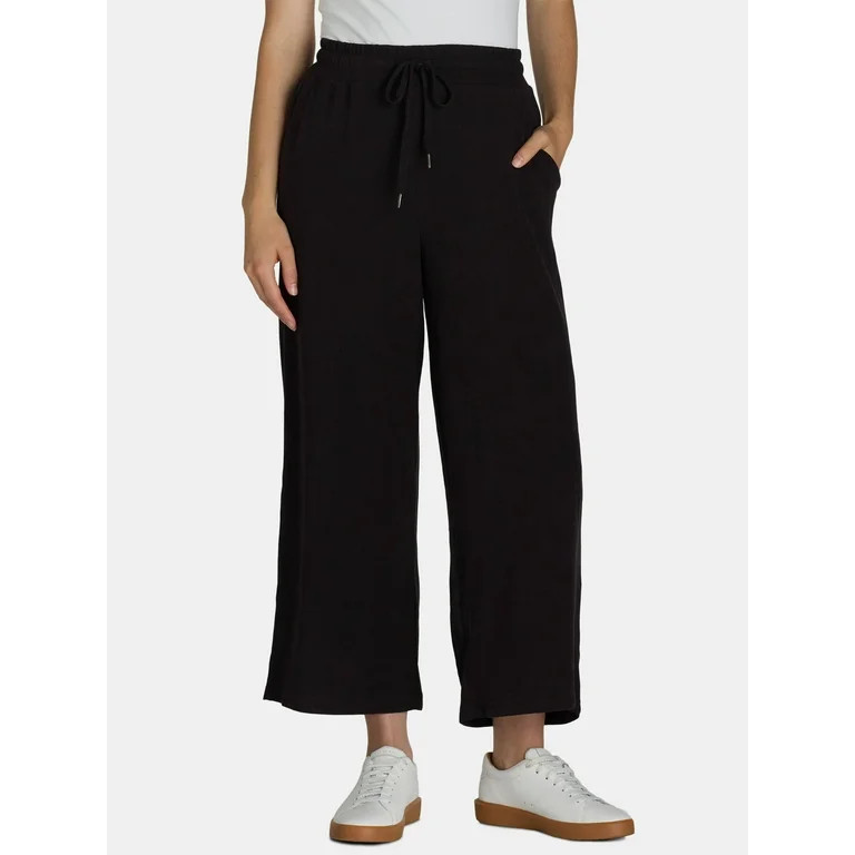 Time and Tru Women's Wide Leg Hacci Pants, Sizes XS-XXXL - Walmart.com | Walmart (US)