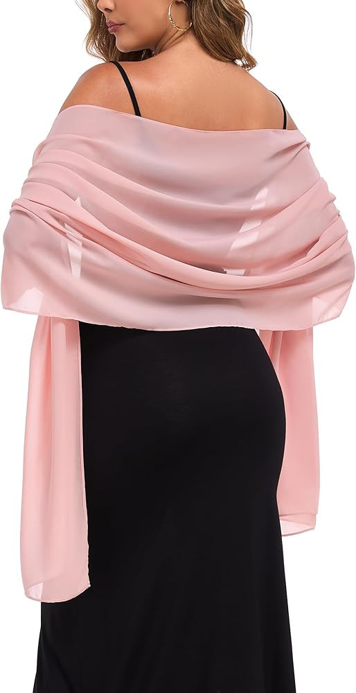 Shawls and Wraps for Evening Dresses Sheer Chiffon Women Elegant Soft Silky Wraps Wedding Bridal ... | Amazon (US)