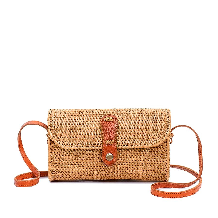 Novum Crafts Round Rattan Bag for Women - Handmade Ata Wicker Woven Purse - Circle, Square, Oval ... | Amazon (US)