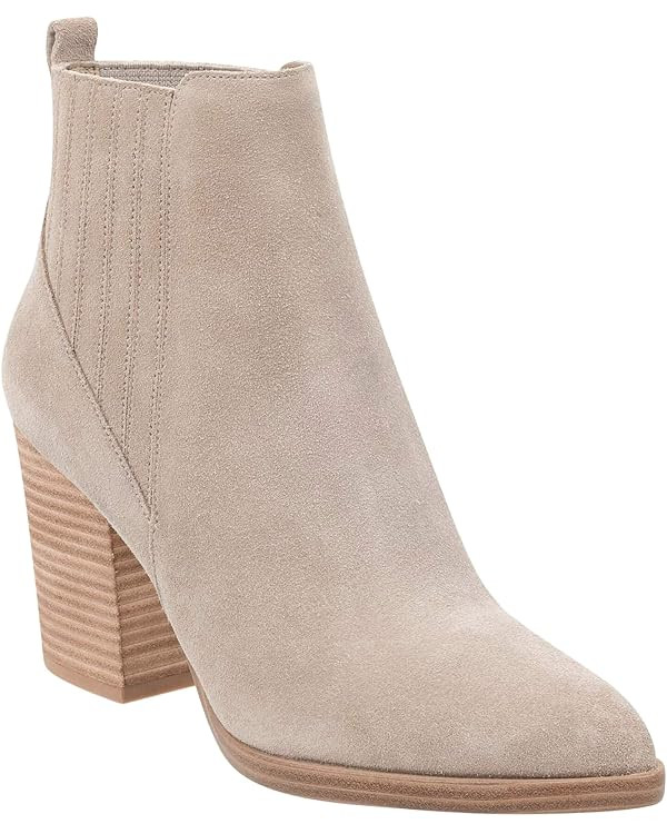 Imily Bela Womens Ankle Boots Pointed Toe Chunky Stacked Mid Heeled Faux Suede Leather Booties | Amazon (US)