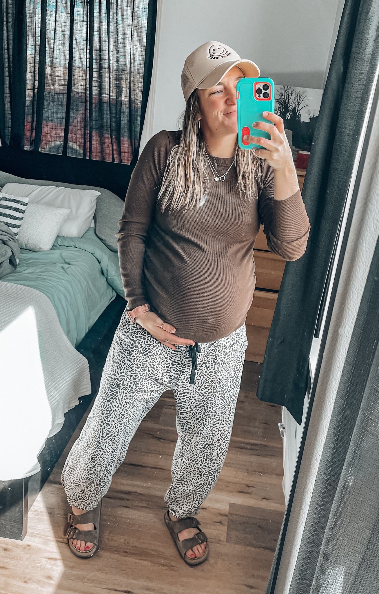 Mom outfit 
Maternity outfit 
Spring maternity outfit 
Bump friendly 
Maternity outfit spring 
Cheetah print pants outfit 

#LTKSeasonal #LTKBump #LTKootd