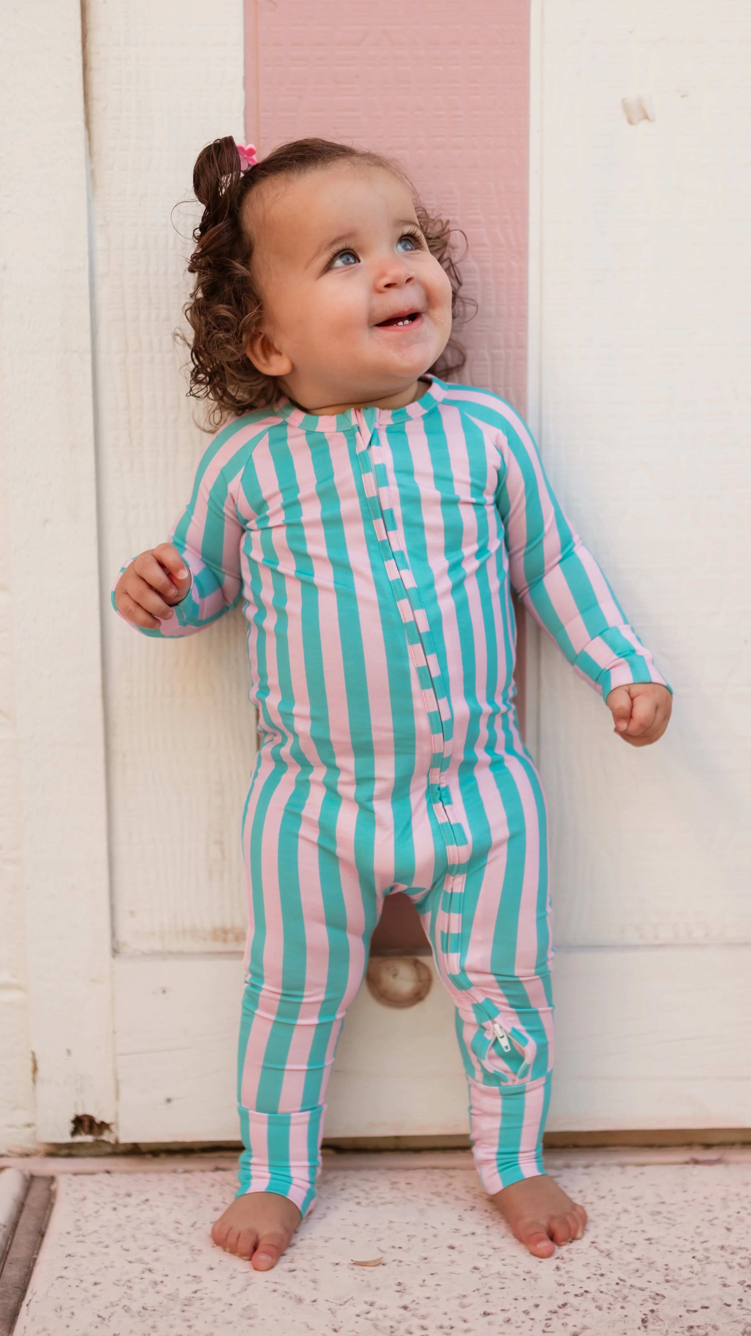 Infant Romper in Cotton Candy Stripes | Silks Design