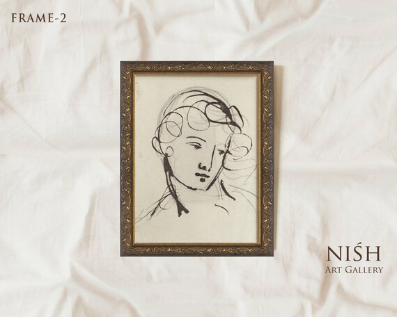 Vintage Framed, Minimalist Art, Portrait Print, Vintage Line Drawing, Woman Drawing, Sketch Art, ... | Etsy (US)