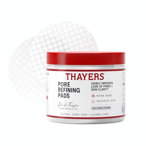 Thayers Pore Refining Toner Pads, Dual-Sided Exfoliating Pads with Witch Hazel, Salicylic Acid & Hyaluronic Acid to Improve Look of Pores and Skin Clarity, Made For All Skin Types, 60 Count | Amazon (US)