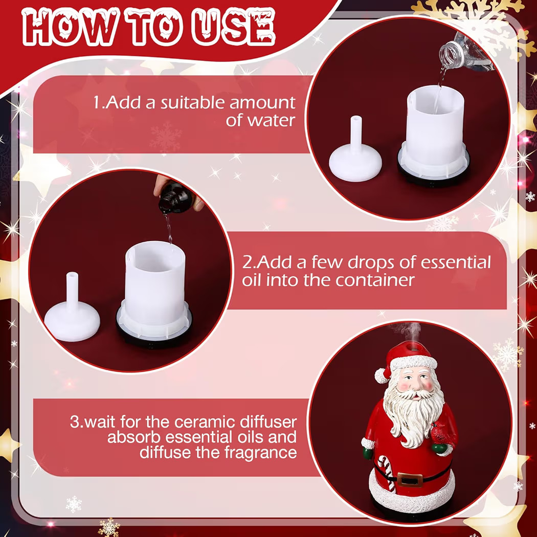 Christmas Essential Oil Diffuser Gifts Ceramic Santa Claus Diffuser Small 80 ml Winter Holiday US... | Amazon (US)