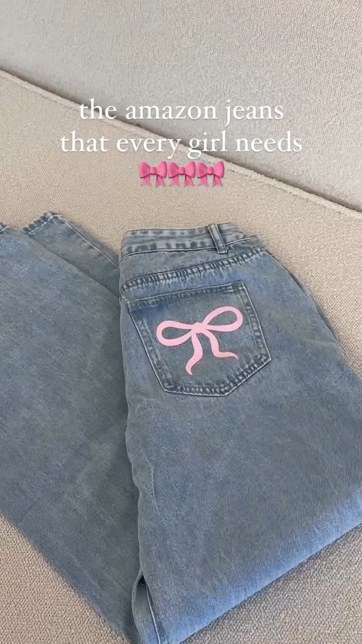 the cutest bow jeans from Amazon! These are so comfy & have a baggy fit! 

#LTKFindsUnder100 #LTKStyleTip #LTKFindsUnder50