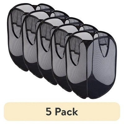 (5 pack) Pop-Up Spiral Polyester Laundry Hamper, Rich Black | Target