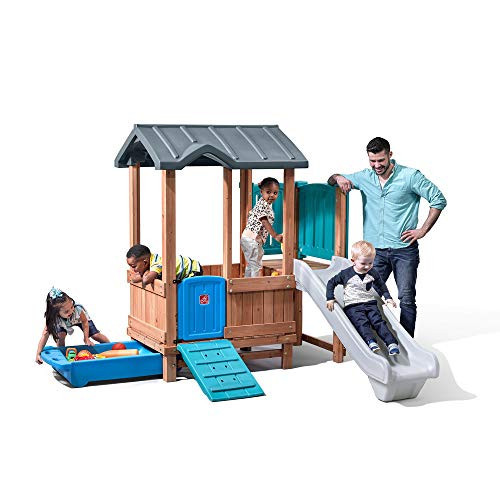 Step2 Woodland Adventure Playhouse & Slide, Kids Outdoor Playset, Backyard Playground Set, Swings, Storage Drawer, Made of Wood & Durable Plastic, Outside Jungle Gym, for Children 3-8 Years Old | Amazon (US)