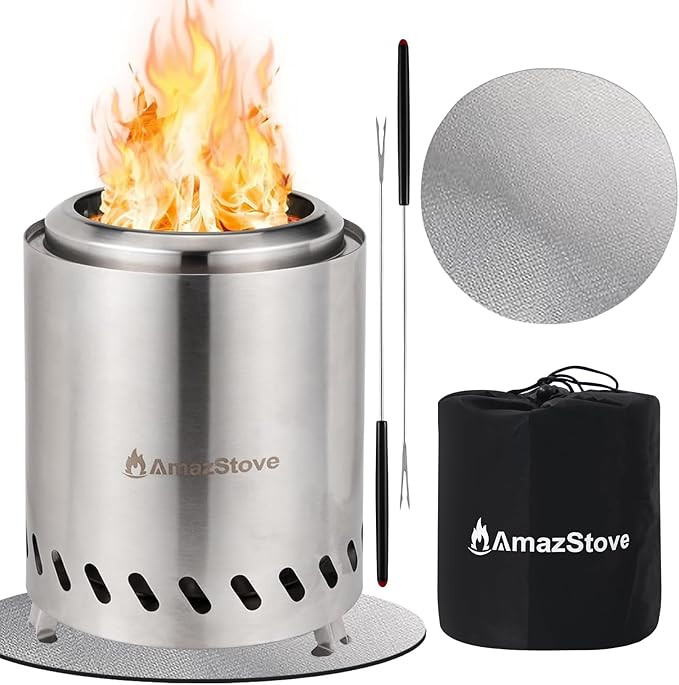 9.7 x 7.1 Inch Tabletop Fire Pit by AmazStove, Low Smoke Camping Stove for Outdoor Safe Burning F... | Amazon (US)