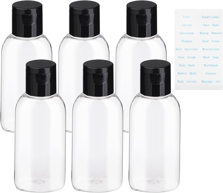 Travel Bottles for Toiletries BPA-Free Empty Squeeze Containers,6 Pack 1.69 oz Refillable Squeeze... | Amazon (US)