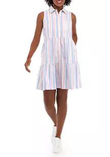 Women's Sleeveless Striped Button Down Dress | Belk