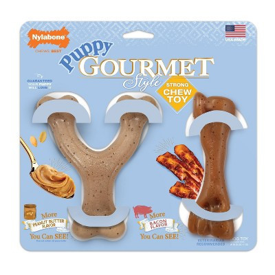 Nylabone Gourmet Style Strong Puppy Bundle Chew Toy - Bacon Peanut Butter - Small - 2ct | Target