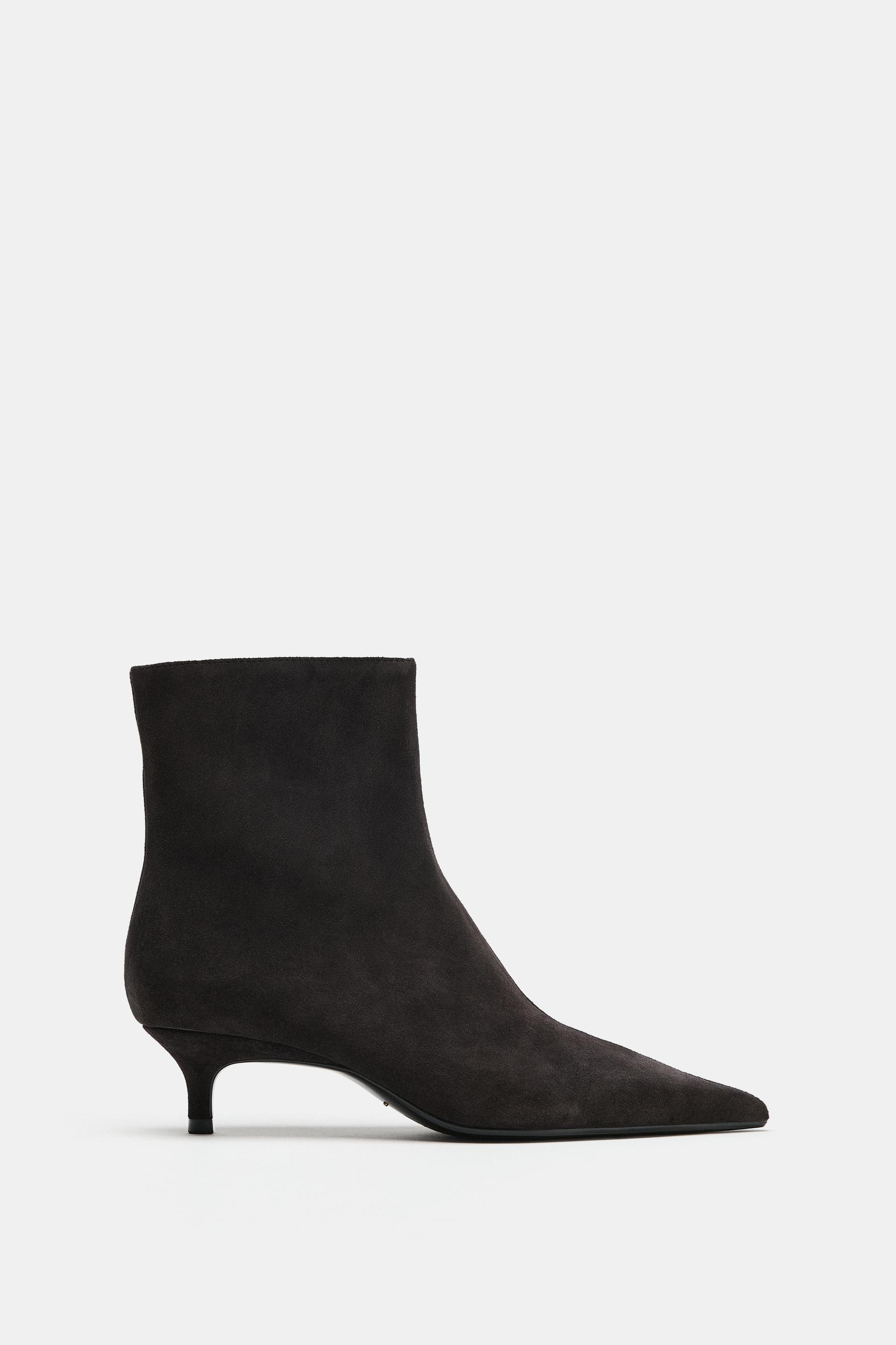 SPLIT SUEDE KITTEN ANKLE BOOTS | Zara UK