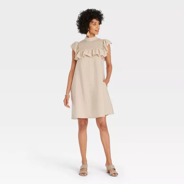 Women's Sleeveless Ruffle Yoke Dress - A New Day™ | Target