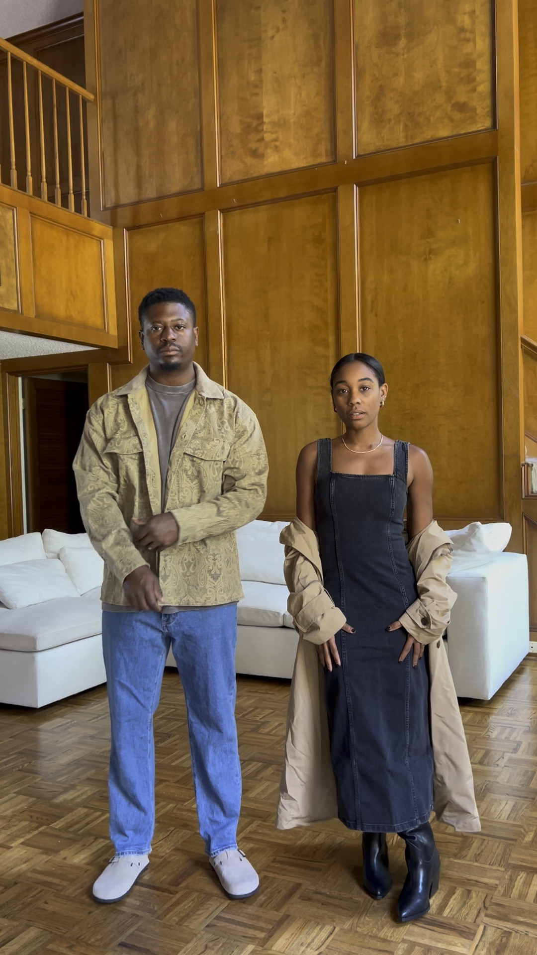 Black cowboys boots, denim dress, tench coat. Mens jeans, tshirt, paisley print jacket, mens dupe Birkenstock 

#LTKSale #LTKshoecrush #LTKfamily