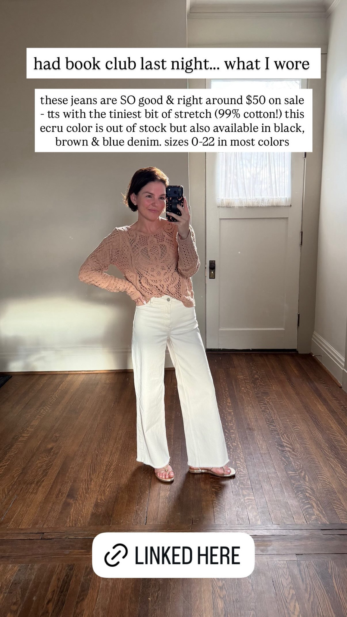 had book club last night... what I wore

these jeans are SO good & right around $50 on sale - tts with the tiniest bit of stretch (99% cotton!) this ecru color is out of stock but also available in black, brown & blue denim. sizes 0-22 in most colors

#LTKmomlife #LTKdayinmylife #LTKootd