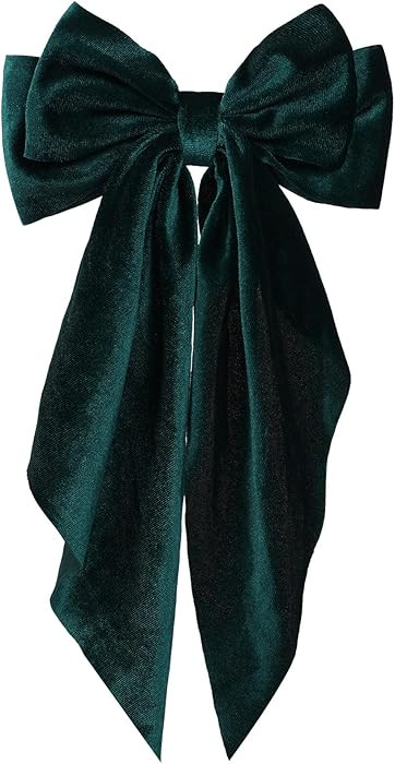 Christmas Velvet Ribbon Bow Hair Clip Dark Green Big Ponytail Holder Bow-Knot French Barrettes Ha... | Amazon (US)