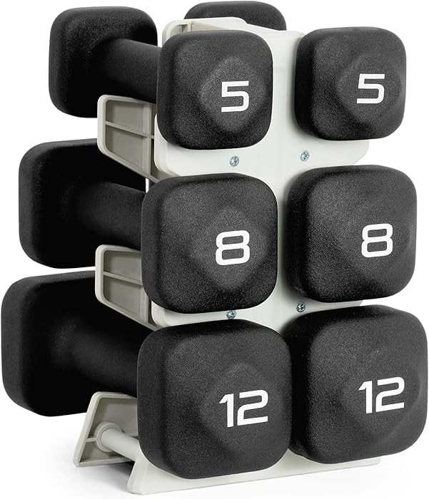 Tone Fitness Neoprene Dumbbell Set with Storage Rack – Non-Slip, Anti-Roll Hand Weights for Hom... | Amazon (US)