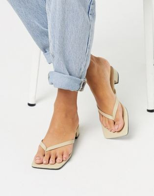 Monki Lovisa low heel thong sandal in beige | ASOS US