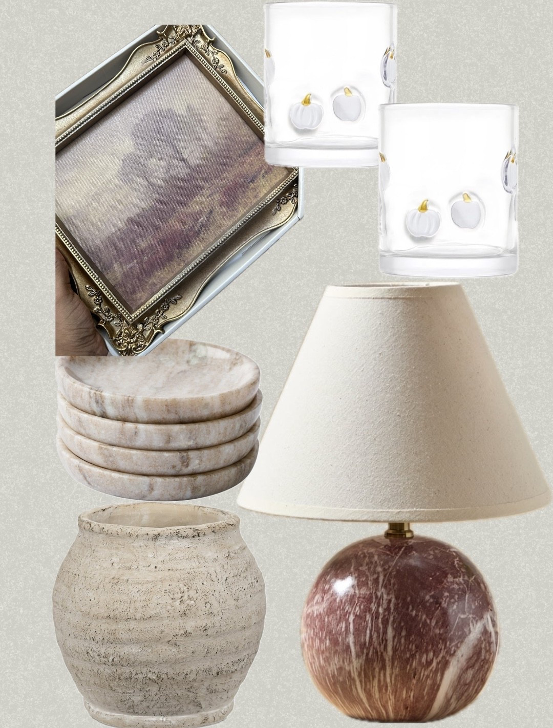 Aesthetic Walmart home finds. Dinnerware. Drinking glasses. Lamp. Coasters. Wall art. These will go fast!

#LTKSeasonal #LTKHome #LTKSaleAlert